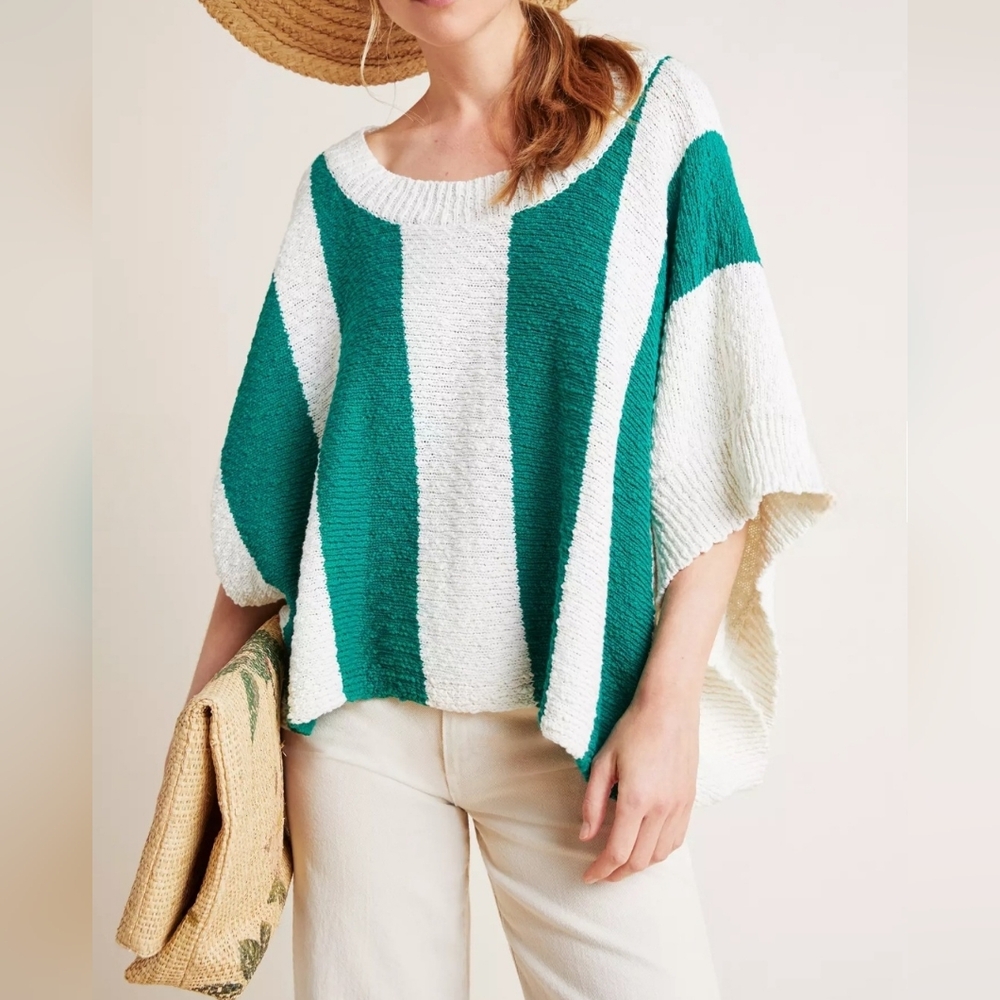 Edgley Striped Knit Poncho Top Callahan